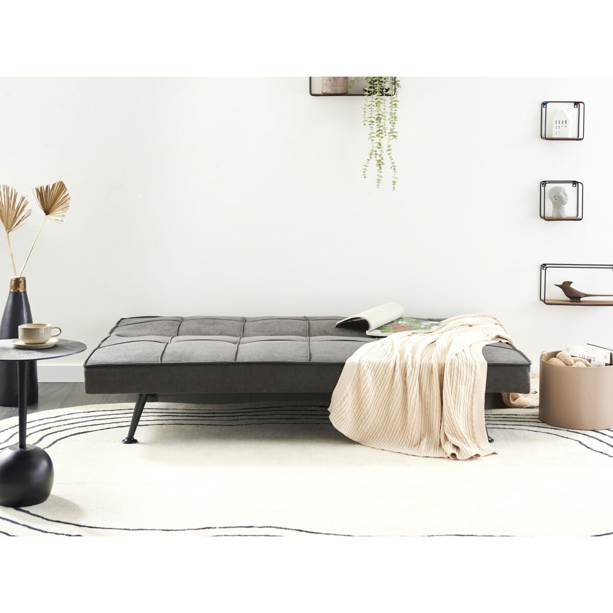 Sofa rozkładana HASLE Ciemnoszary Tkanina