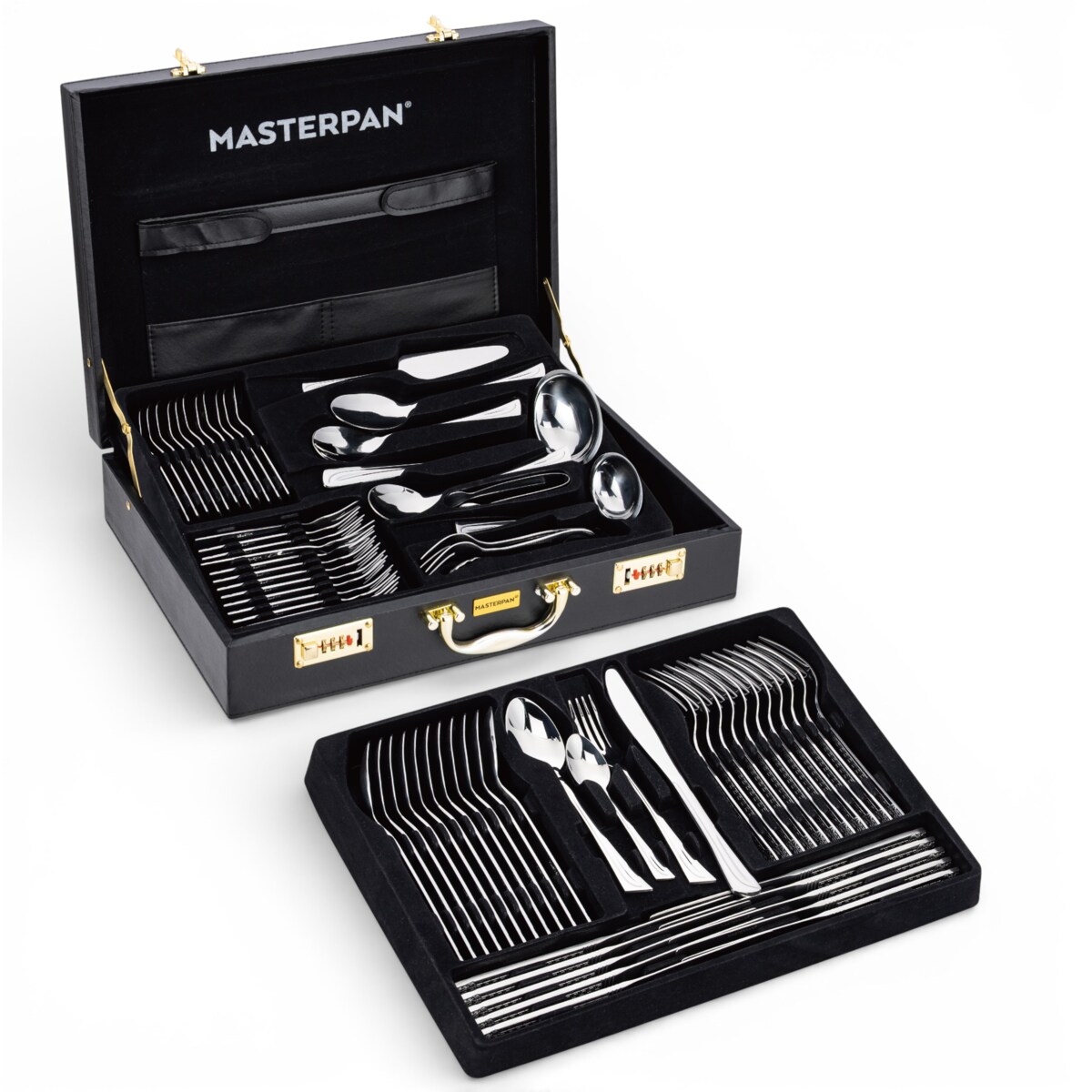 Zestaw sztućców w walizce 72 ELE na 12 osób sztućce komplet MASTERPAN MP-8011