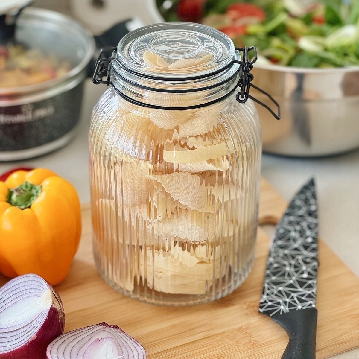 4x Słoik szklany pojemnik na jedzenie makaron grzyby ciastka 1,9 L KLIPS