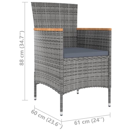 vidaXL 9-cz. zestaw mebli ogrodowych z poduszkami, rattan PE, szary