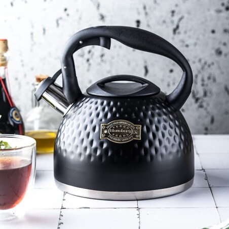 Czajnik stalowy z gwizdkiem 3.0L z grubym dnem czarny KLAUSBERG