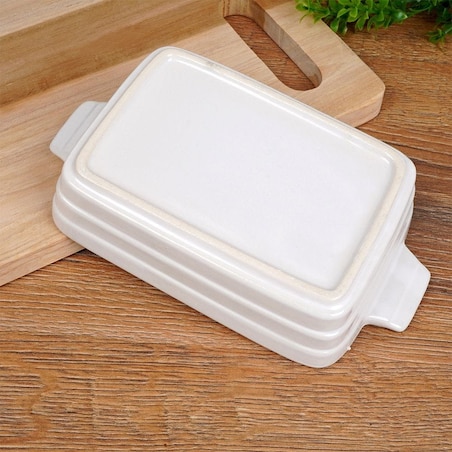 Naczynie Żaroodporne Ceramiczne Białe 19 x 11 x 4 cm do Piekarnika Pieczenie