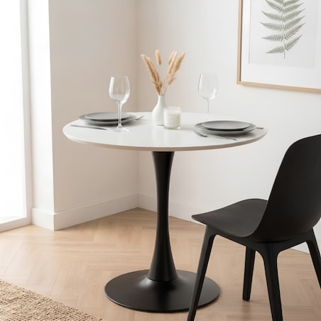 Stół okrągły 80cm biały blat nowoczesny minimalistyczny
