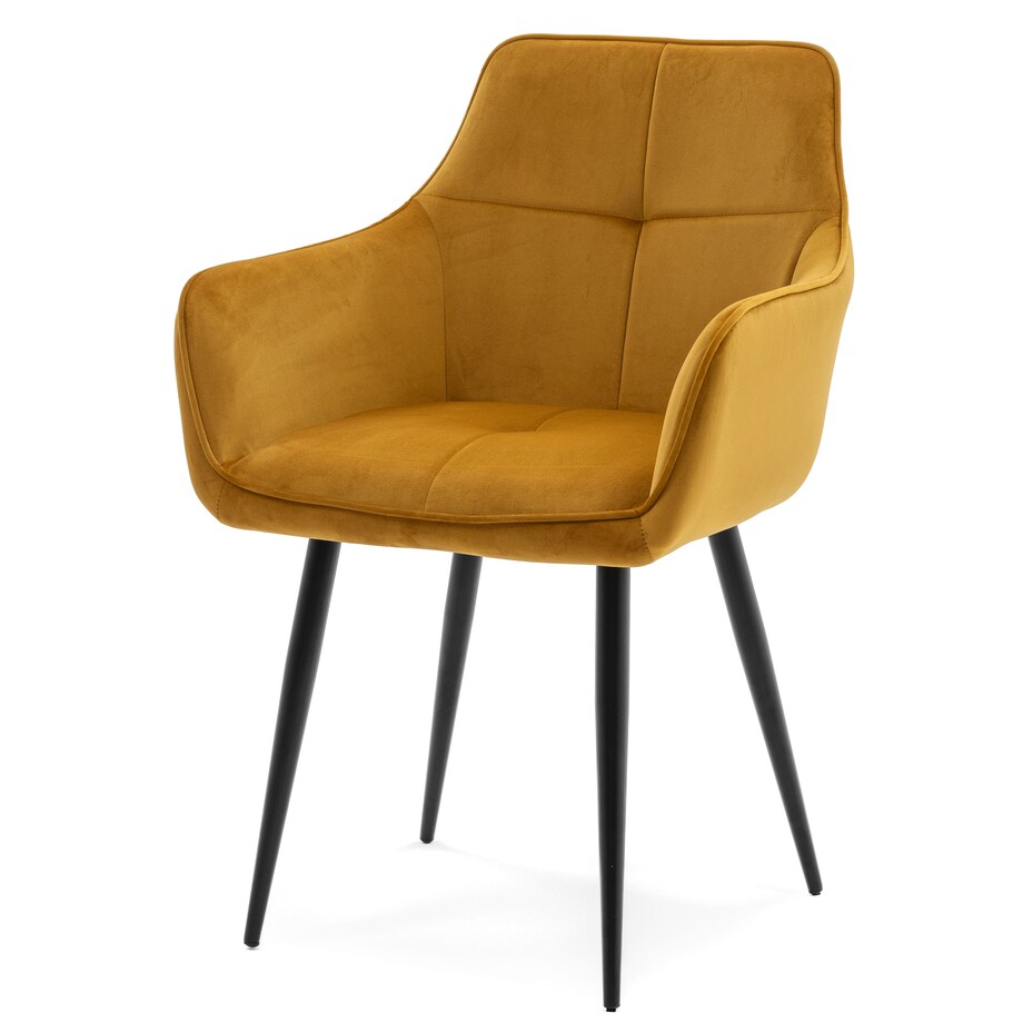 Krzesło tapicerowane welurowe QUATTRO velvet aksamit curry