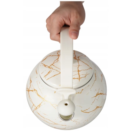 Czajnik Emaliowany Retro 2.2L Z Gwizdkiem Stal Węglowa Biały Indukcja Gaz