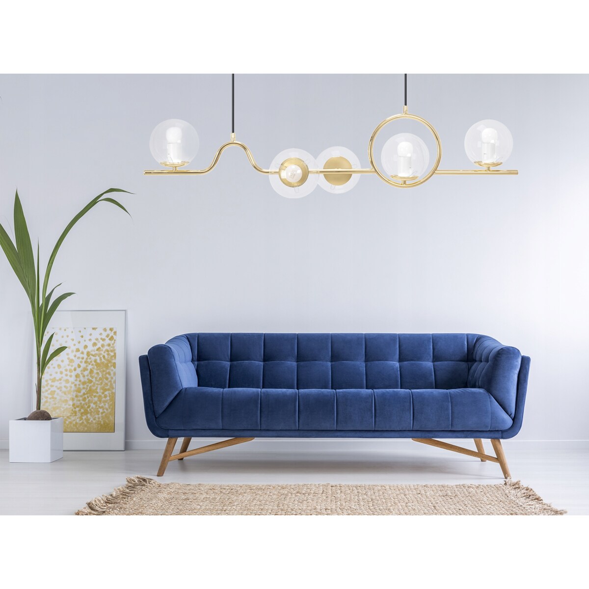 Lampa Sufitowa Nowoczesna Gold Złota E27 Klosz X5