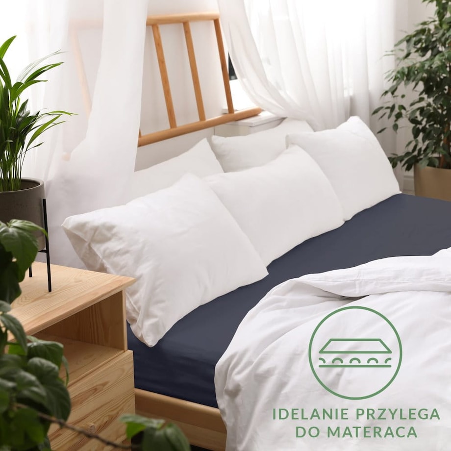 Prześcieradło jersey z gumką 200x220 kolor Ciemny Granat