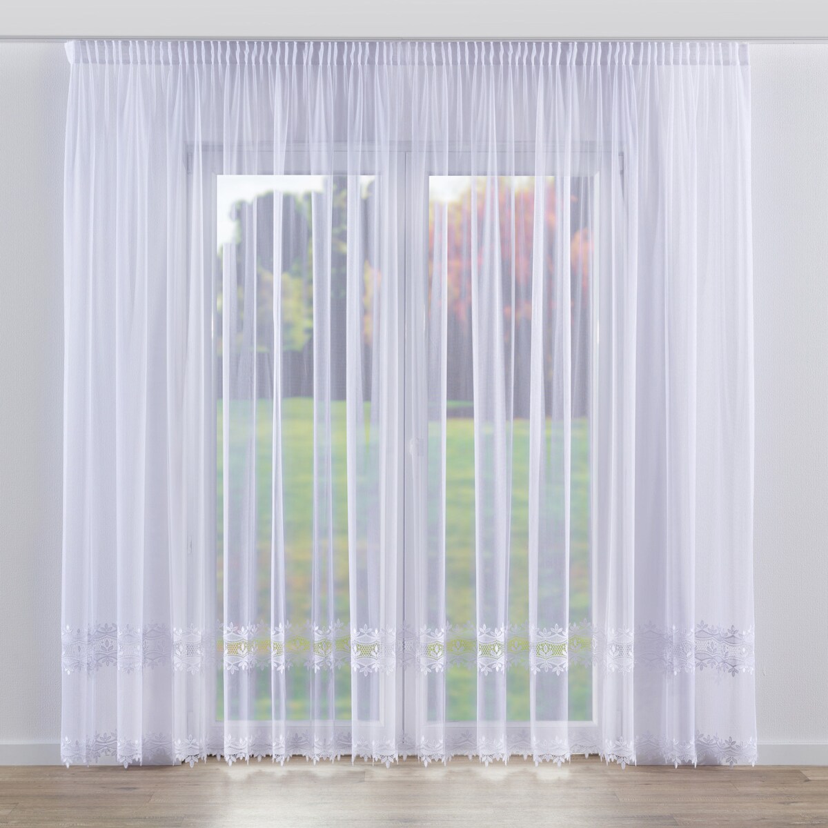 Firana na taśmie 300x245 biały ze wzorem