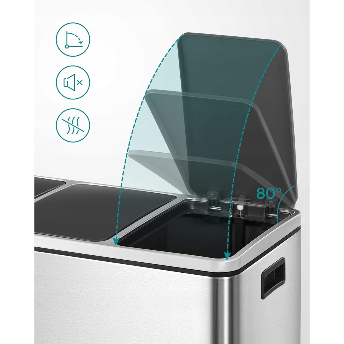 Kosz Na Śmieci Do Segregacji Srebrny