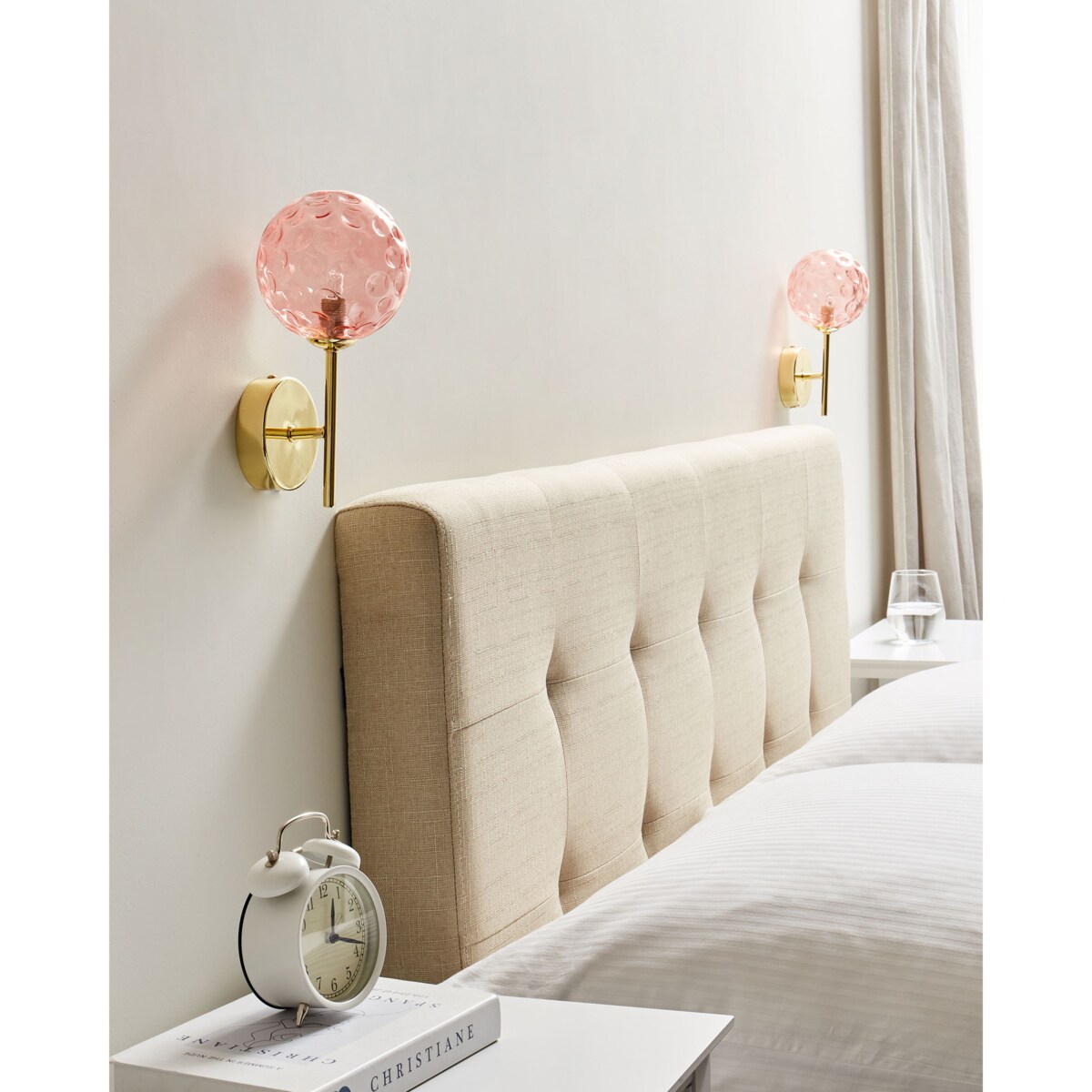 Zestaw 2 szklanych lamp ściennych różowy ANADYR