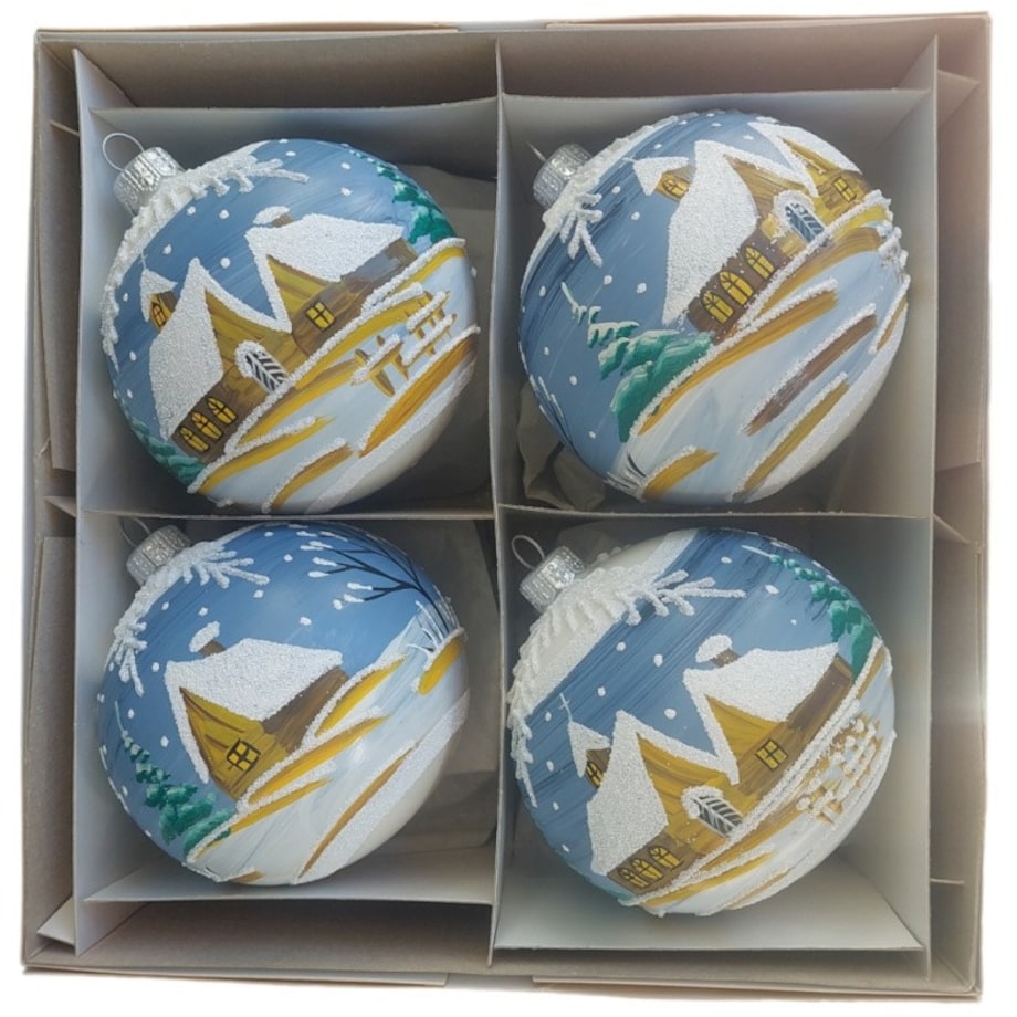 Bombka szklana 4 szt. CASETTA BIANCA Ø 100 mm