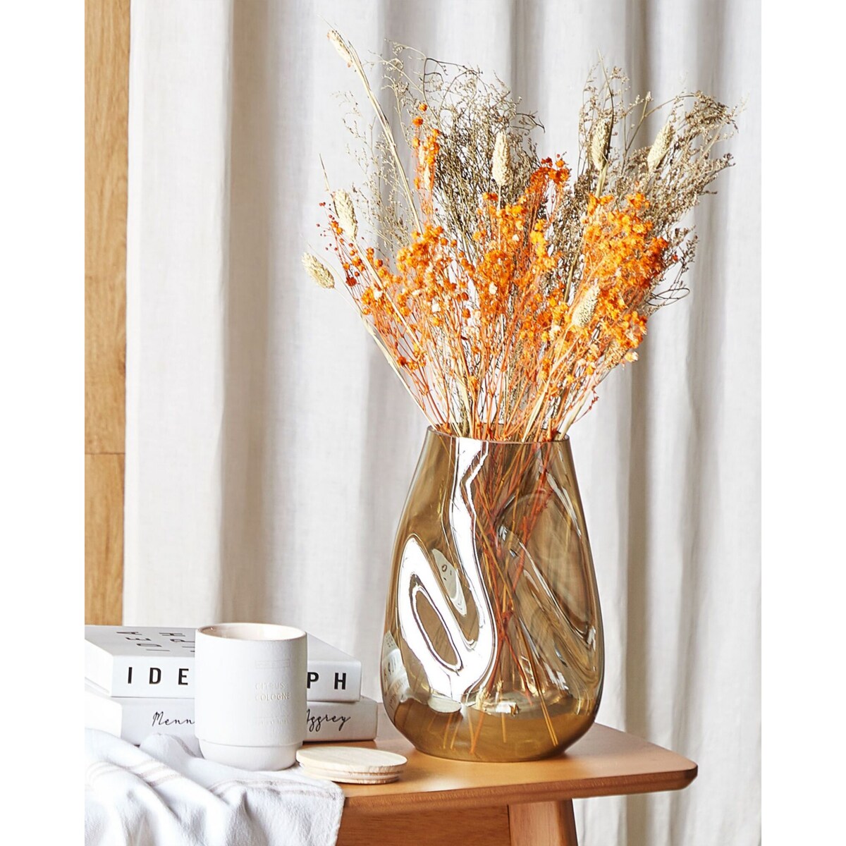 Bukiet suszonych kwiatów 65 cm pomarańczowy CERCEDILLA