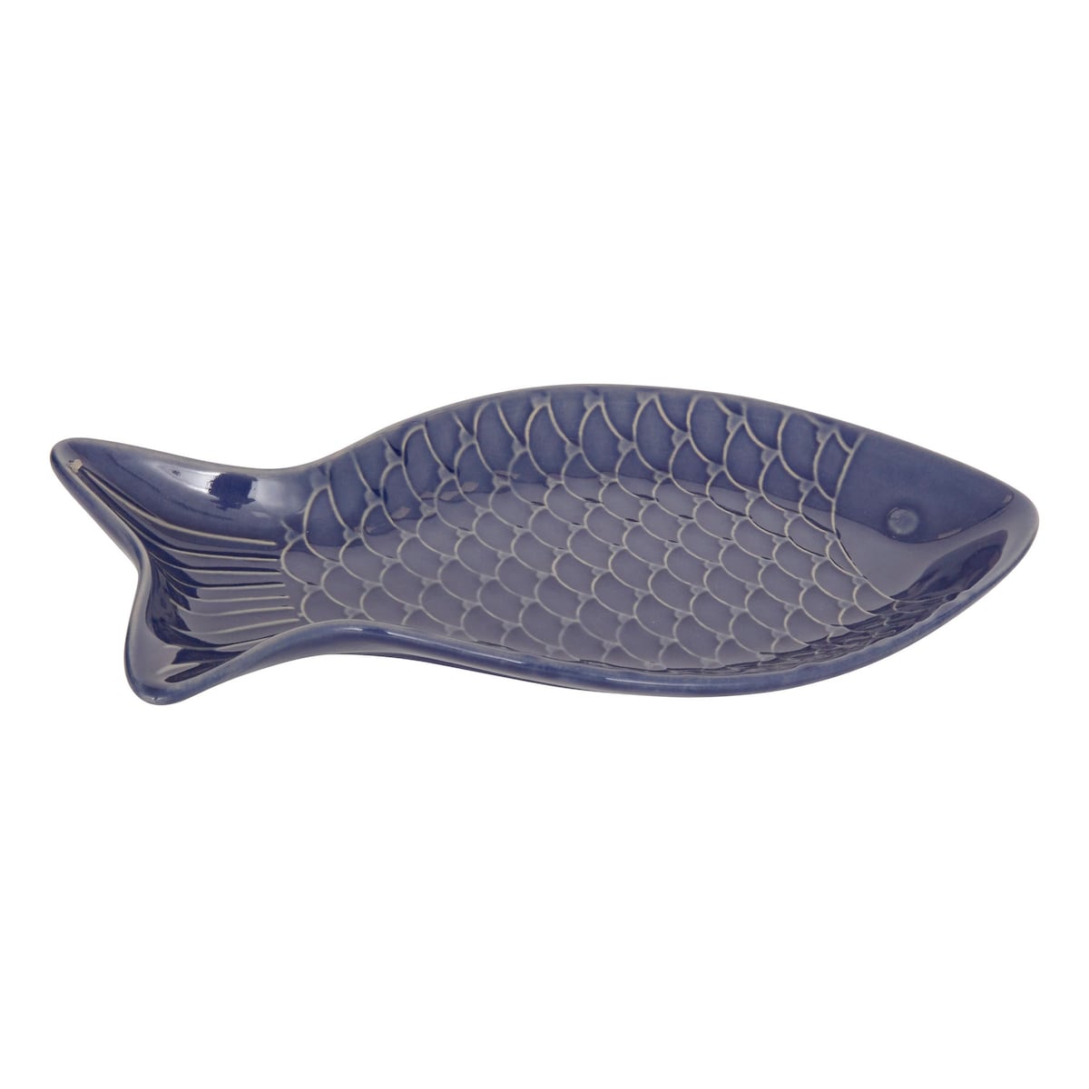 Talerz dekoracyjny w kształcie ryby 30,7x16,3x2,9 cm PESCARE granatowy