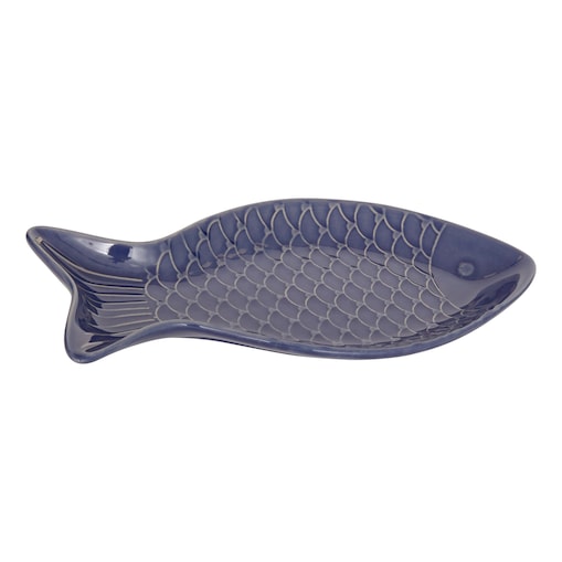 Talerz dekoracyjny w kształcie ryby 30,7x16,3x2,9 cm PESCARE granatowy