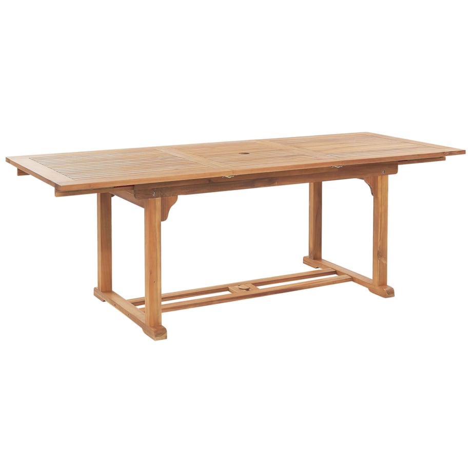 Stół ogrodowy rozkładany akacjowy 160/220 x 90 cm jasne drewno JAVA