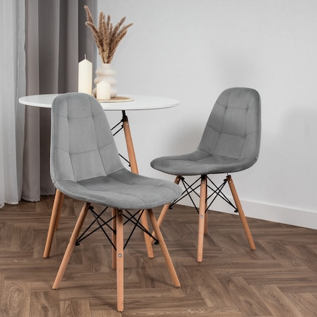 Krzesło Tapicerowane Welurowe Do Jadalni Salonu Pikowane Skandynawskie