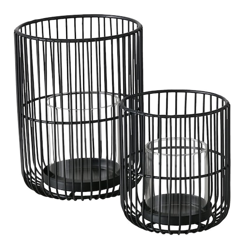 Lampion metalowy ze szklanym wkładem CINDY, 14 - 20 cm