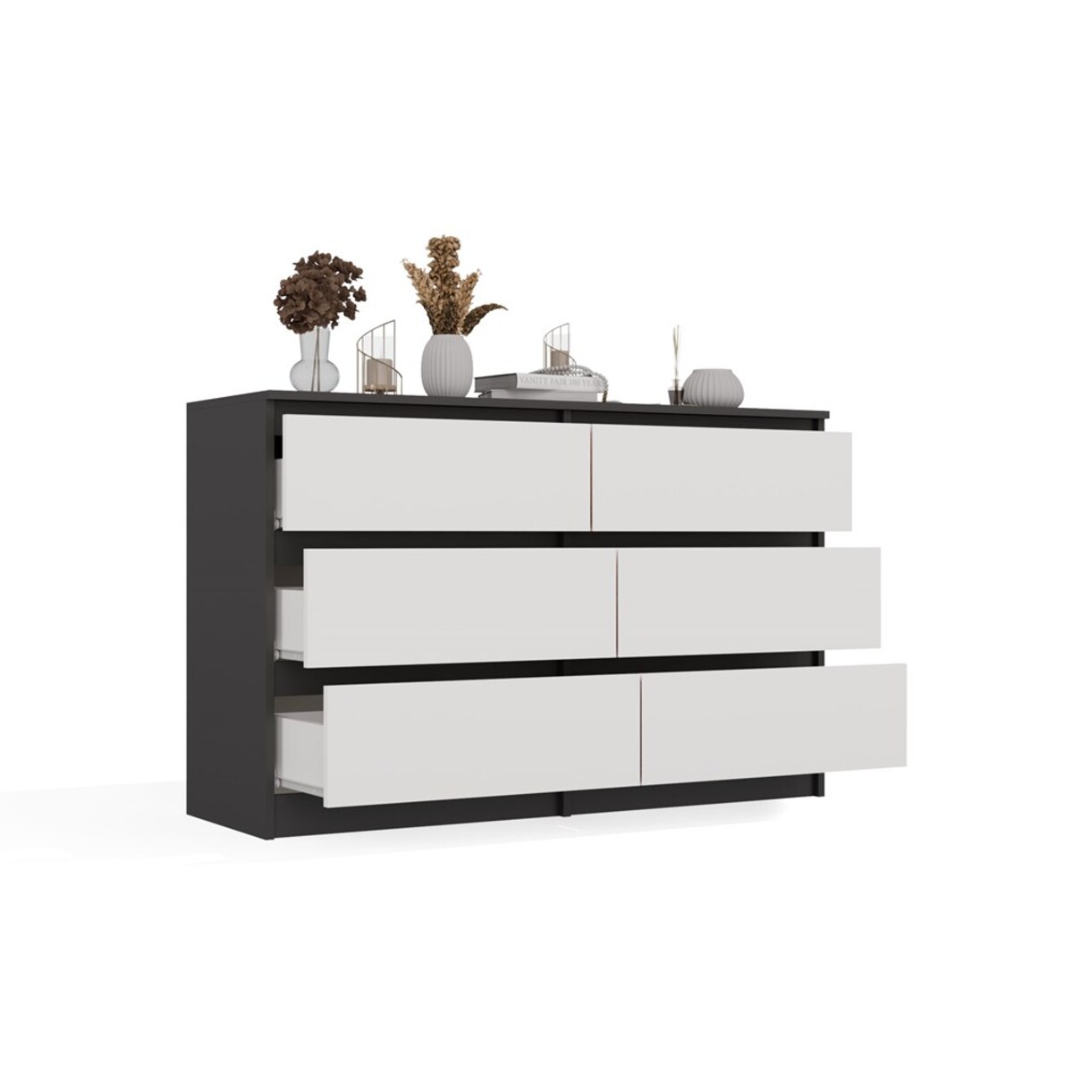 Komoda Malwa M6 120 ANTRACYT / BIAŁY