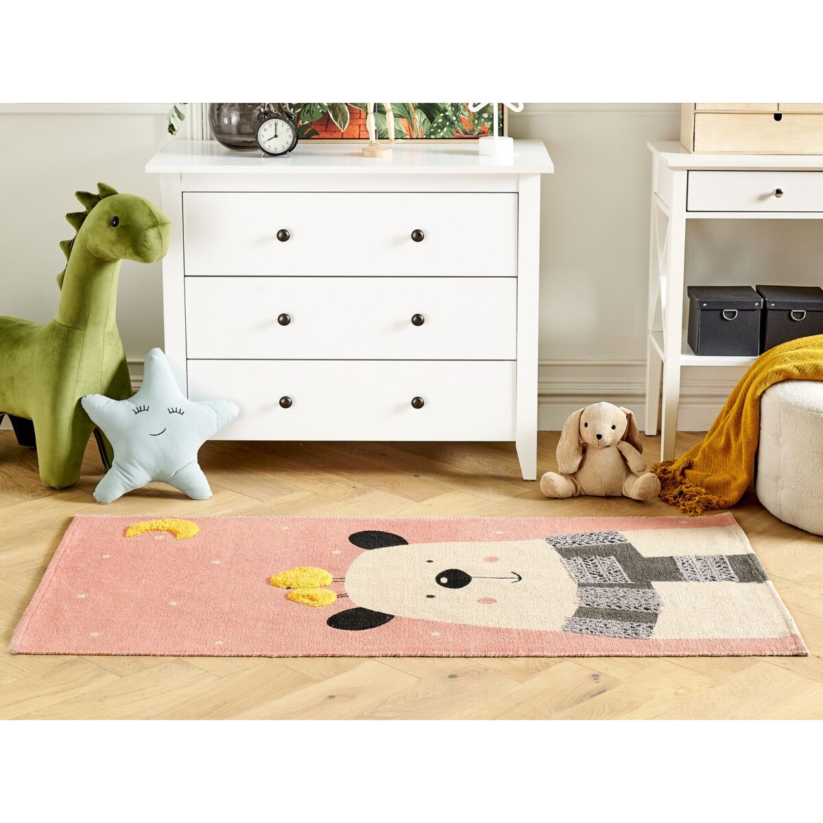 Dywan dziecięcy bawełniany motyw misia 80 x 150 cm wielokolorowy TAPAK