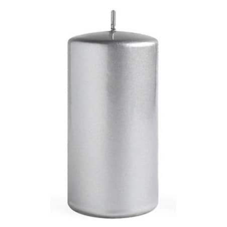 Świeca OPAL MET POŁYSK Walec mały 7xh10cm parafinowa srebrna