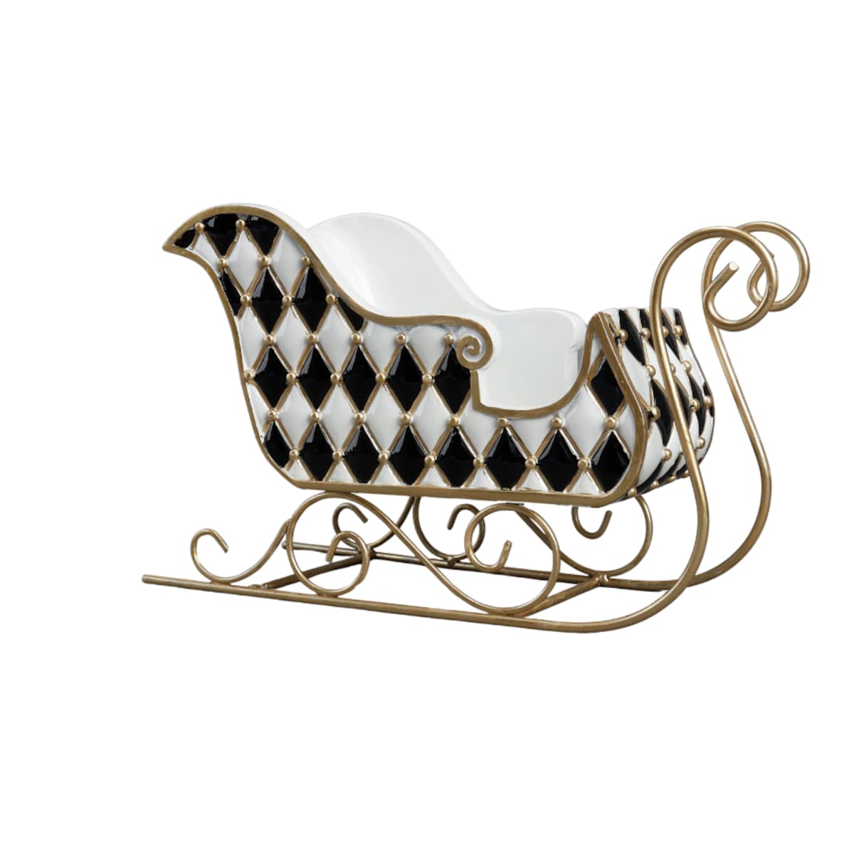 Dekoracja - ceramiczne sanie biało-czarne 30x13,2x20,2 cm