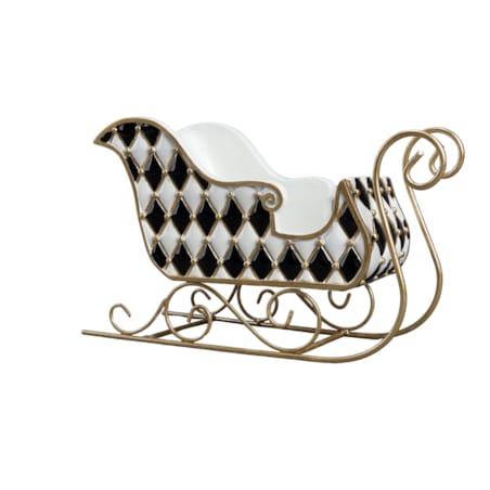 Dekoracja - ceramiczne sanie biało-czarne 30x13,2x20,2 cm