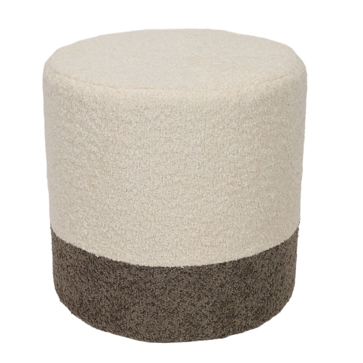 Pufa okrągła tapicerowana w dwóch kolorach boucle, Ø 35 x 34 cm