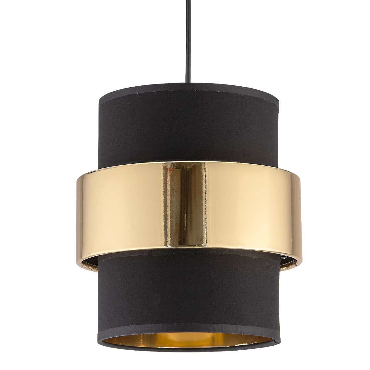 Lampa zwieszana okrągła glamour Calisto 4377 TK Lighting tkanina czarna złota