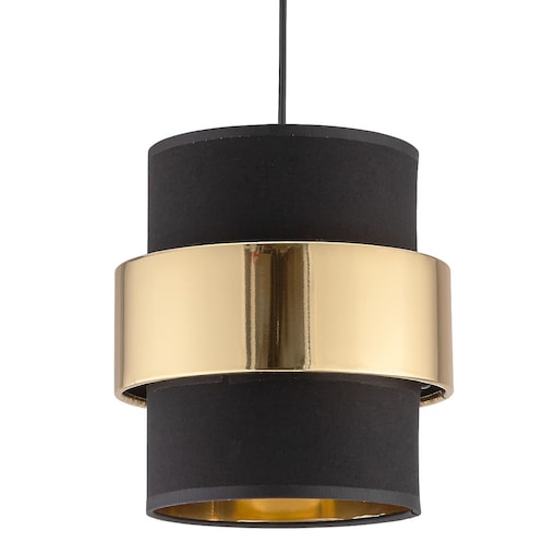 Lampa zwieszana okrągła glamour Calisto 4377 TK Lighting tkanina czarna złota