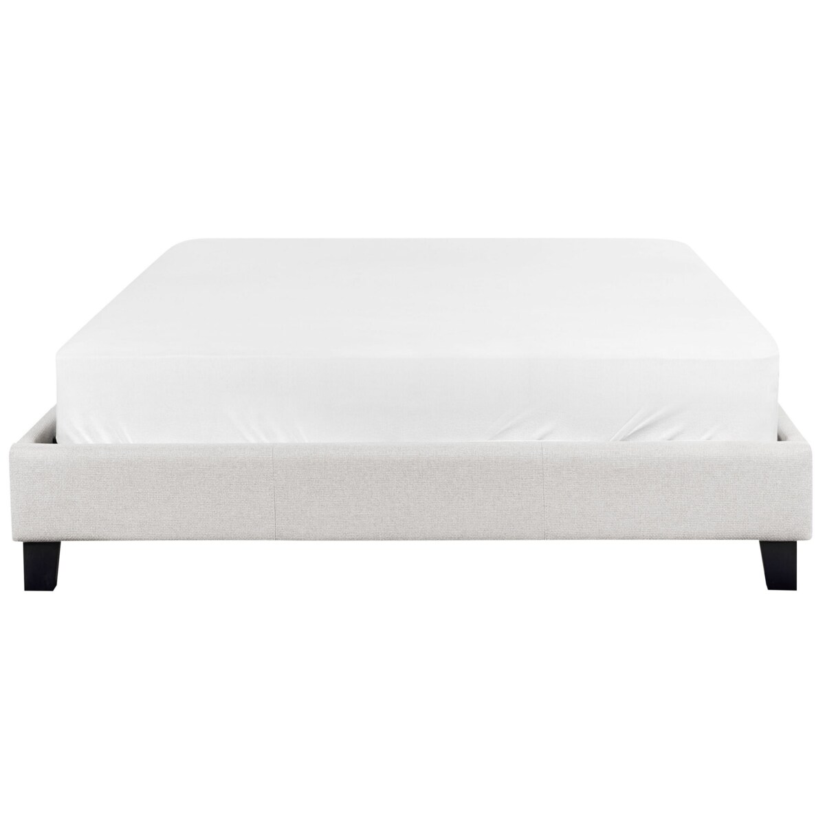 Łóżko jasnoszare tapicerowane ze stelażem 140 x 200 cm ROANNE