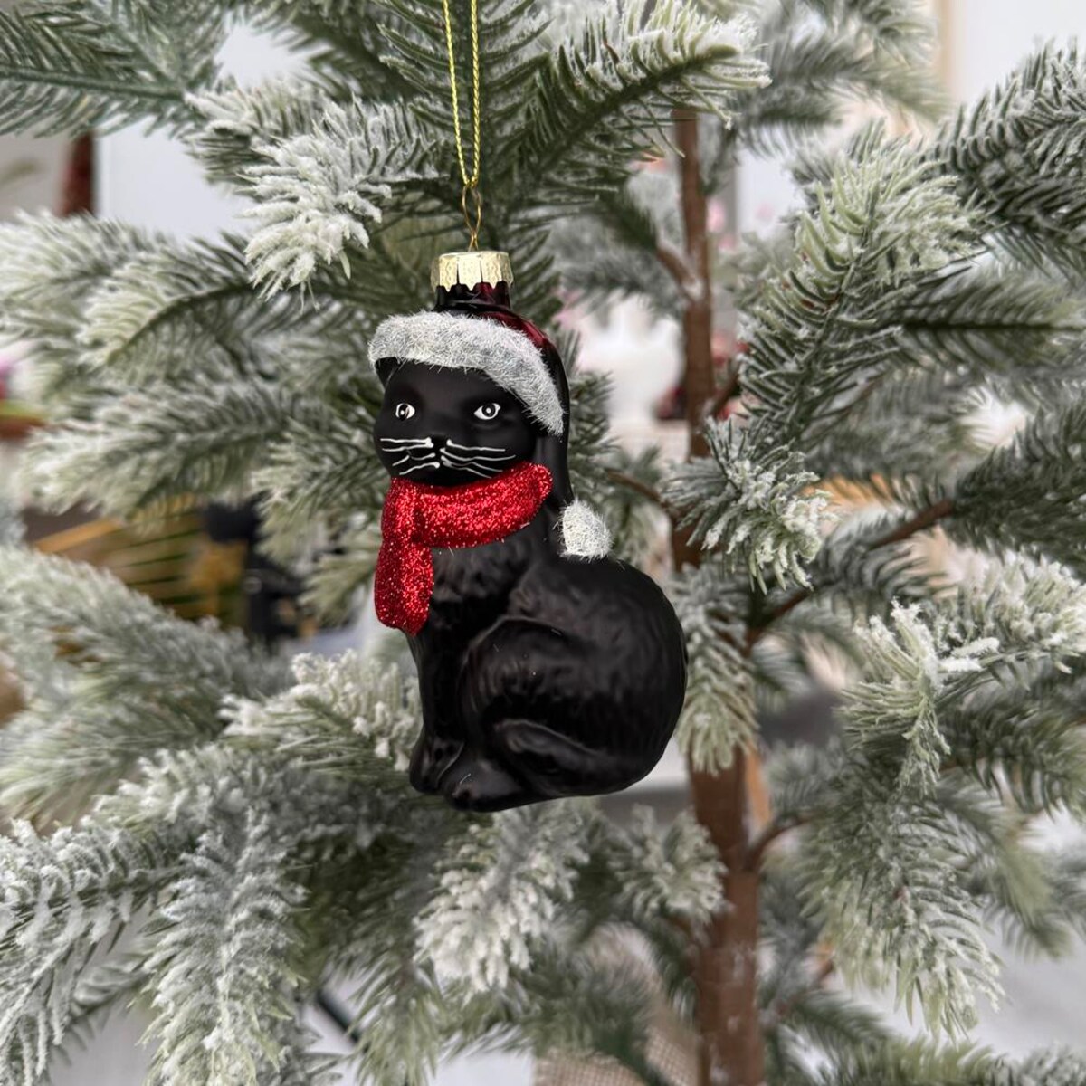 VILLA ITALIA Bombka szklana KOT czarny 9,5 cm