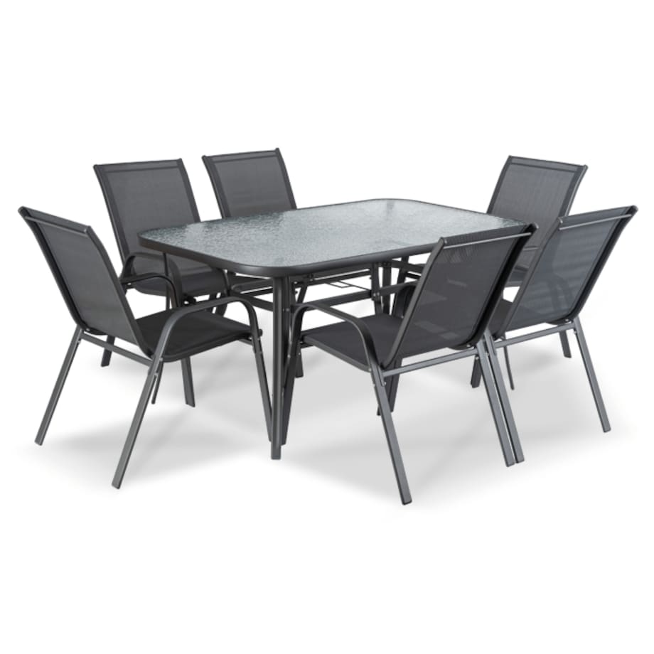 Zestaw Mebli Ogrodowych Na Taras Ogród Komplet Textilene Szary LIBERTY