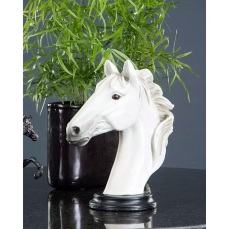 FIGURKA KOŃ GŁOWA KONIA BIAŁA popiersie statua dekoracja do salonu 28cm