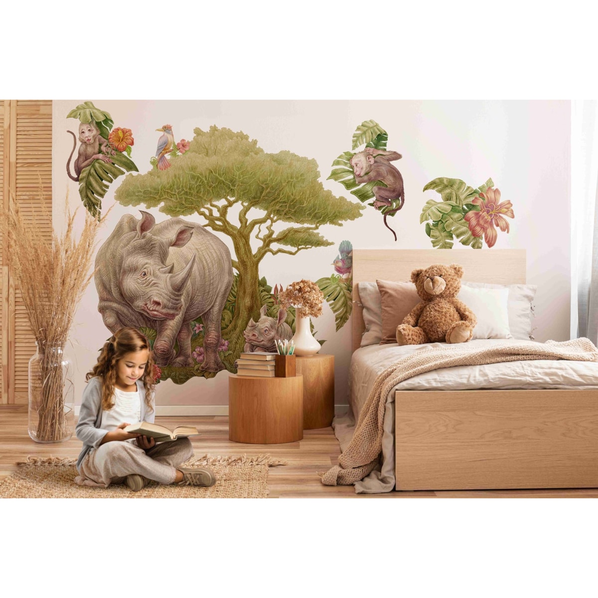 Zestaw naklejek na ścianę, Dzikie zwierzęta safari, 80cm