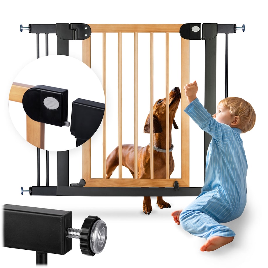 Barierka zabezpieczająca ochronna Nukido na schody i drzwi 76-104cm czarno-brązowy 718200