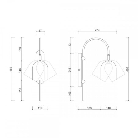 TAKU czarna lampa ścienna / kinkiet
