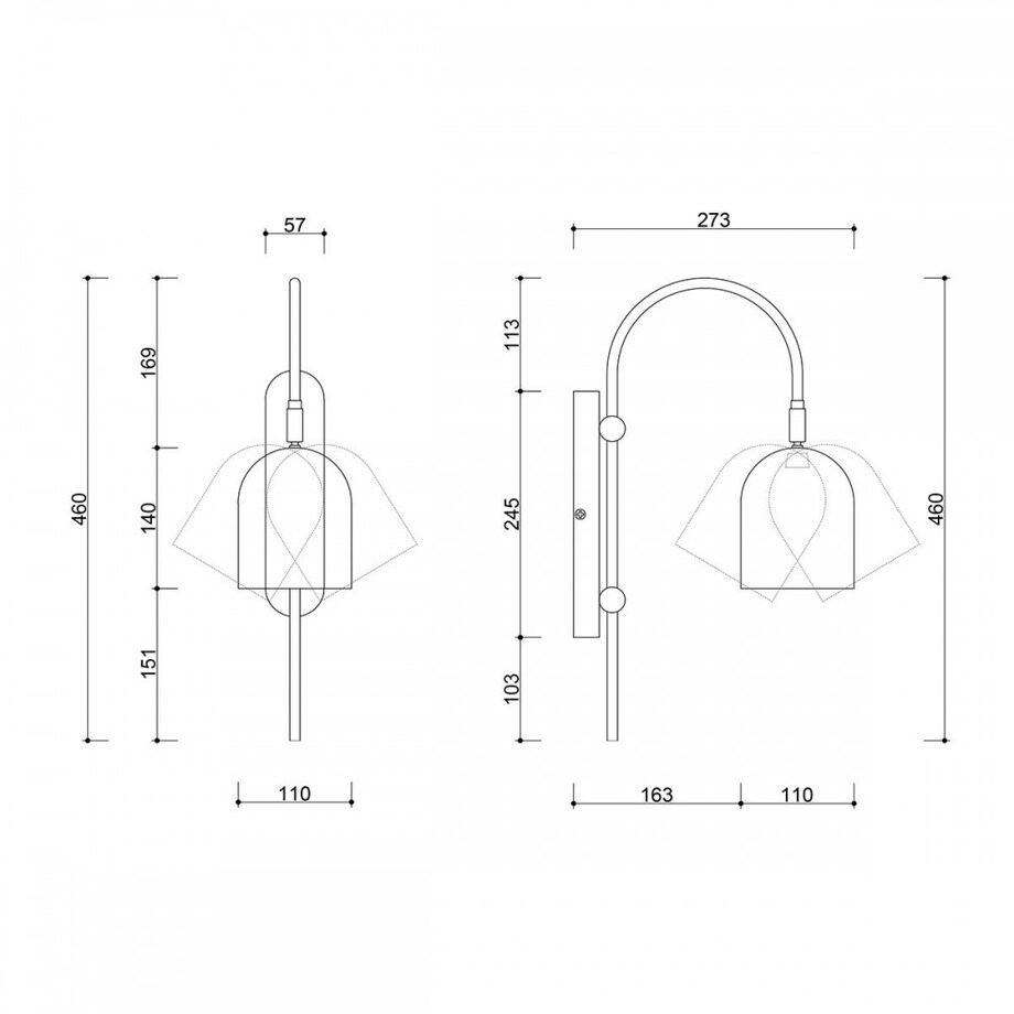 TAKU czarna lampa ścienna / kinkiet
