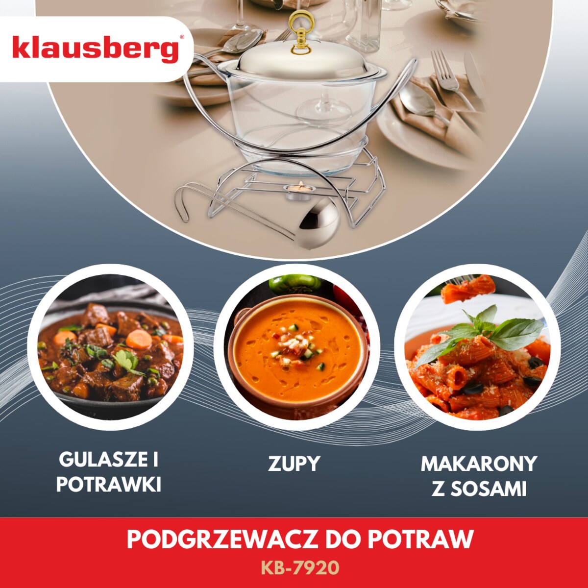 Podgrzewacz stołowy waza do zupy 4 ele. 4.0L KLAUSBERG