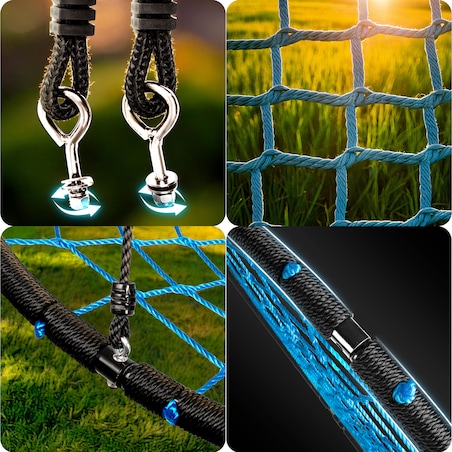 Huśtawka ogrodowa Neo-Sport bocianie gniazdo fotel wiszący 100 cm czarno-niebieska