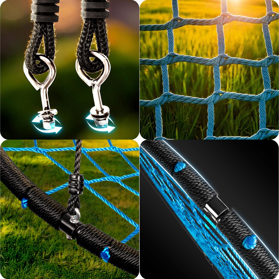 Huśtawka ogrodowa Neo-Sport bocianie gniazdo fotel wiszący 100 cm czarno-niebieska