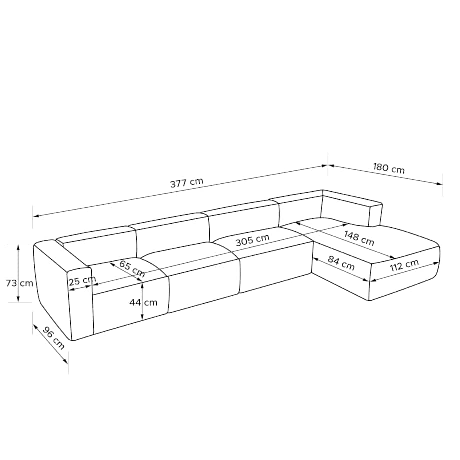 KONSIMO BUFFO Sofa narożna prawa 6-osobowa z wyjątkowo miękkim siedziskiem, kolor pomarańczowy