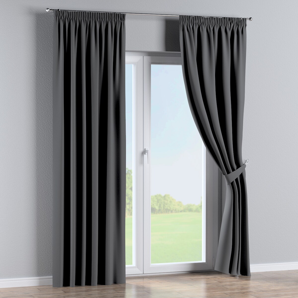 Zasłona na taśmie marszczącej 1 szt. 130x245 grafitowy