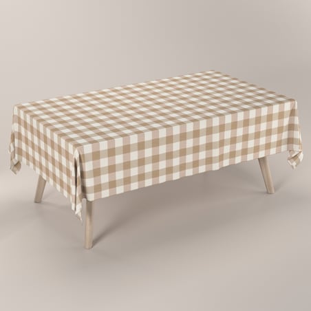 Obrus prostokątny 130 x 160 cm beżowo-biała krata (5,5x5,5cm)