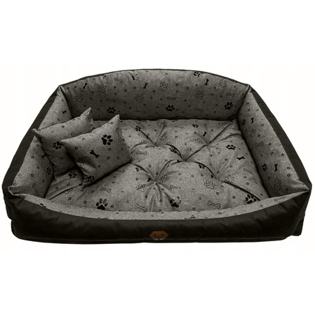 Legowisko Dla Psa Kanapa Posłanie Muszla 130X105 Cm Wodoodporne Poduszki Pikowane Kość Czarna