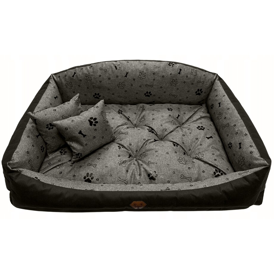 Legowisko Dla Psa Kanapa Posłanie Muszla 130X105 Cm Wodoodporne Poduszki Pikowane Kość Czarna