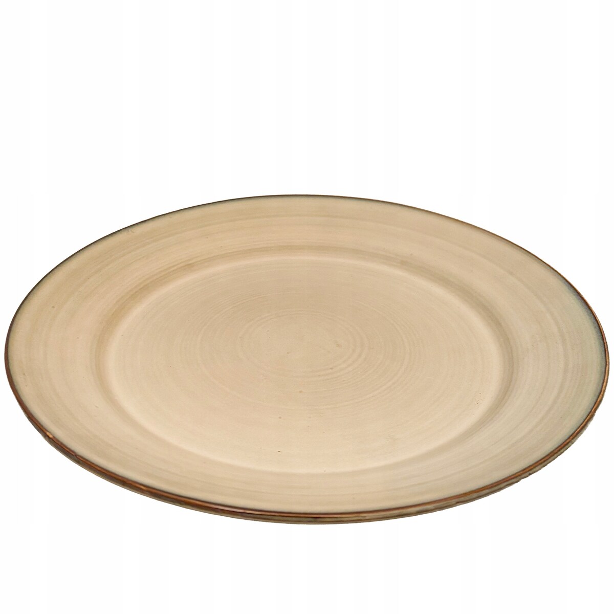 TALERZ OBIADOWY 27cm BEŻOWY ceramiczny płaski płytki na sztuki duży okrągły