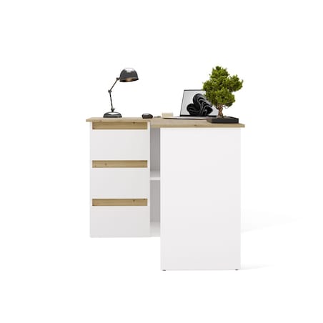 Biurko narożne Nicea lewe dąb artisan/biel 120x48,5x75 1 szt.