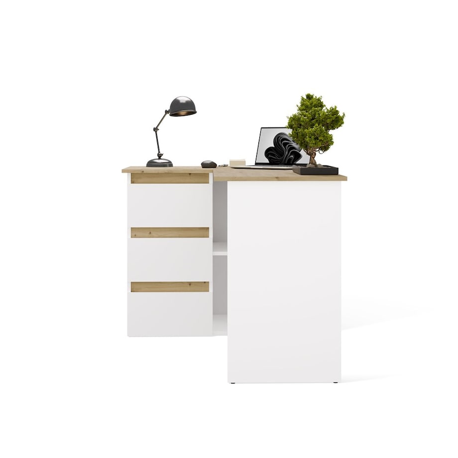Biurko narożne Nicea lewe dąb artisan/biel 120x48,5x75 1 szt.