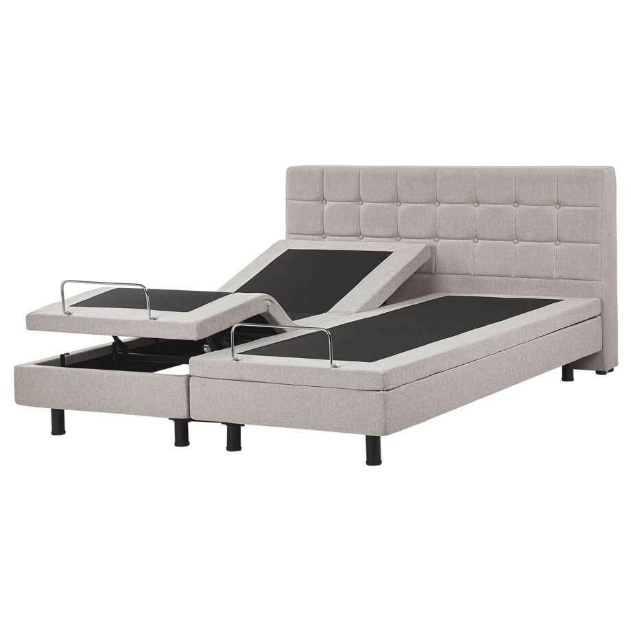 Łóżko regulowane tapicerowane 160 x 200 cm beżowe DUKE