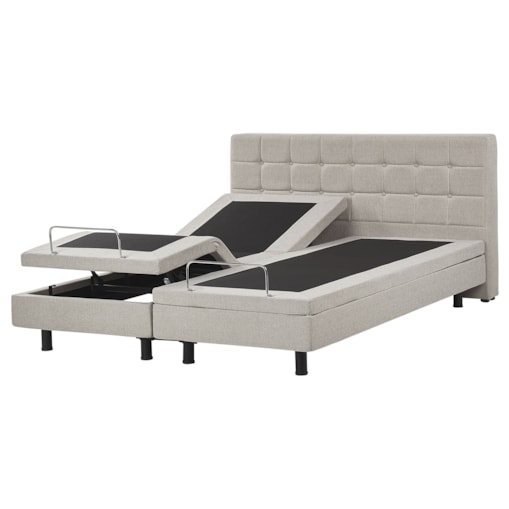 Łóżko regulowane tapicerowane 160 x 200 cm beżowe DUKE